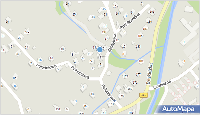 Szczyrk, Szczytowa, 9, mapa Szczyrk