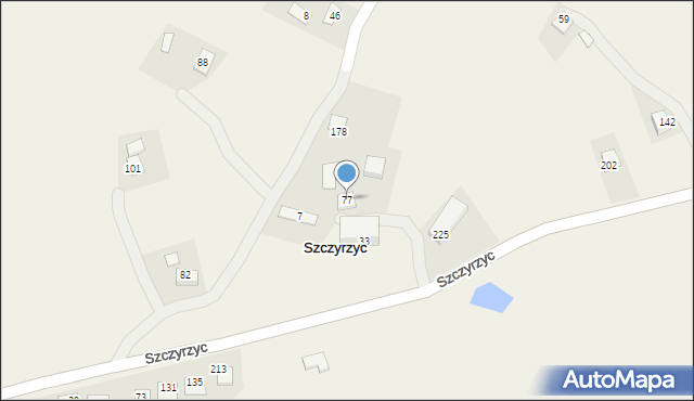 Szczyrzyc, Szczyrzyc, 77, mapa Szczyrzyc