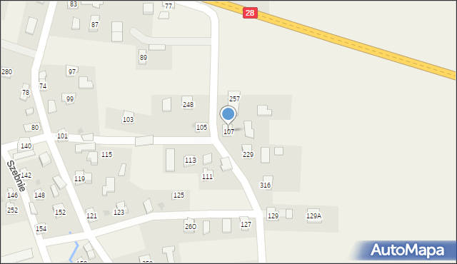 Szebnie, Szebnie, 107, mapa Szebnie