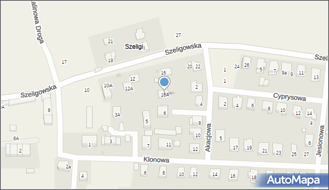Szeligi, Szeligowska, 16A, mapa Szeligi