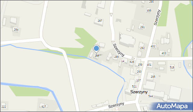 Szerzyny, Szerzyny, 285, mapa Szerzyny