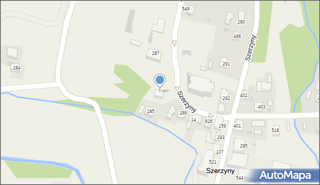 Szerzyny, Szerzyny, 287, mapa Szerzyny