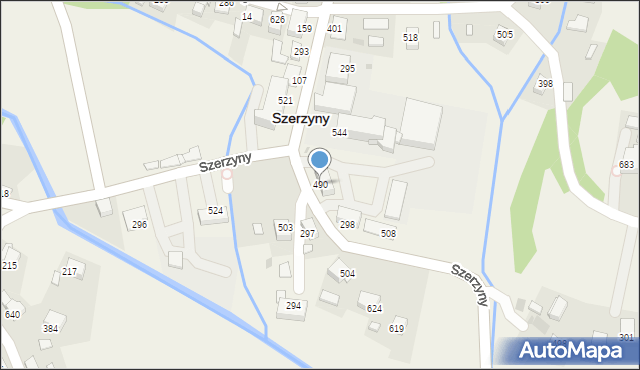 Szerzyny, Szerzyny, 490, mapa Szerzyny