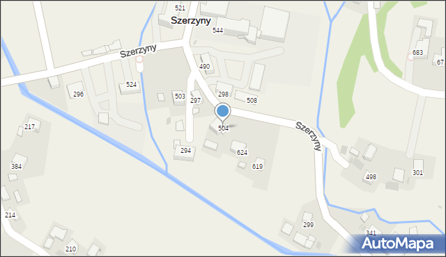 Szerzyny, Szerzyny, 504, mapa Szerzyny