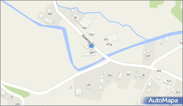 Szerzyny, Szerzyny, 515, mapa Szerzyny