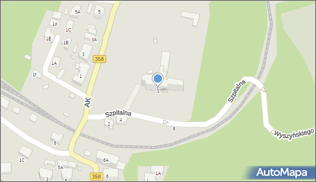 Szklarska Poręba, Szpitalna, 1, mapa Szklarska Poręba