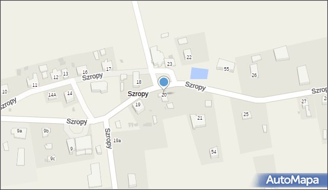 Szropy, Szropy, 20, mapa Szropy