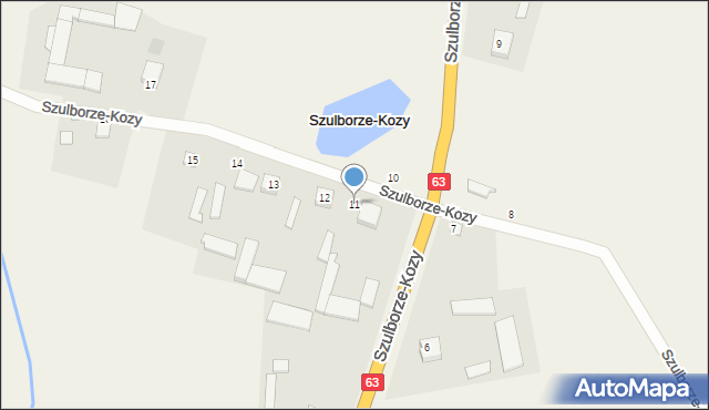 Szulborze-Kozy, Szulborze-Kozy, 11, mapa Szulborze-Kozy