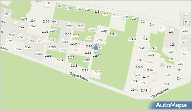 Szydłówiec, Szydłówiec, 22BF, mapa Szydłówiec