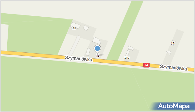 Szymanówka, Szymanówka, 14, mapa Szymanówka