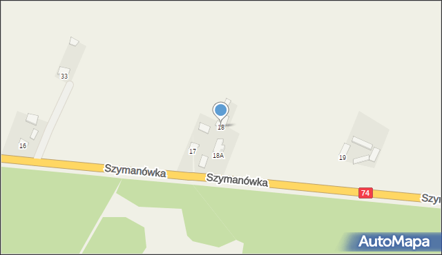 Szymanówka, Szymanówka, 18, mapa Szymanówka