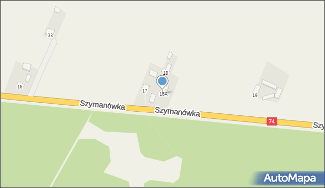 Szymanówka, Szymanówka, 18A, mapa Szymanówka