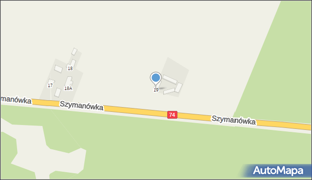 Szymanówka, Szymanówka, 19, mapa Szymanówka