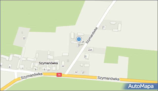 Szymanówka, Szymanówka, 23, mapa Szymanówka