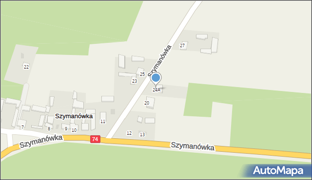 Szymanówka, Szymanówka, 24A, mapa Szymanówka