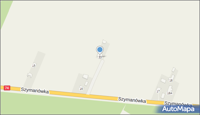 Szymanówka, Szymanówka, 33, mapa Szymanówka