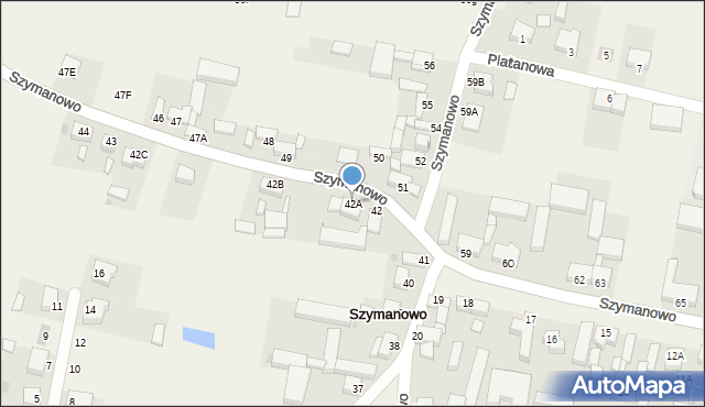 Szymanowo, Szymanowo, 42A, mapa Szymanowo