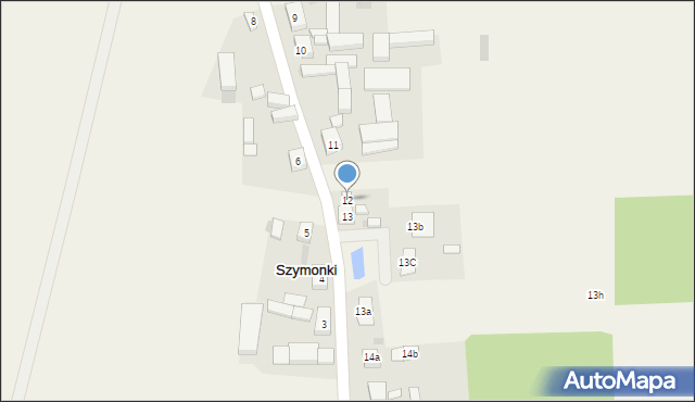 Szymonki, Szymonki, 12, mapa Szymonki