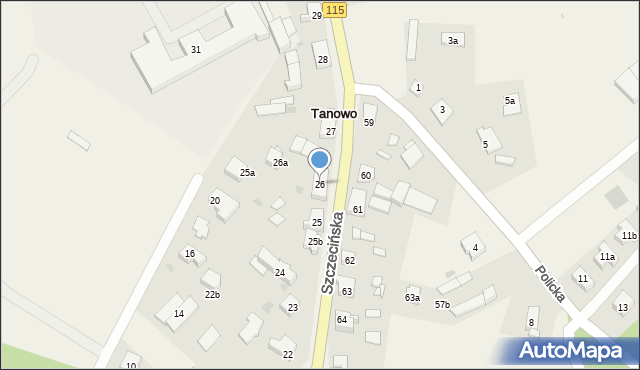 Tanowo, Szczecińska, 26, mapa Tanowo