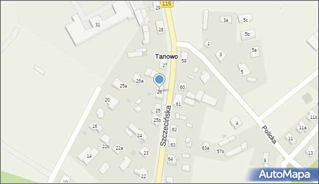 Tanowo, Szczecińska, 26, mapa Tanowo