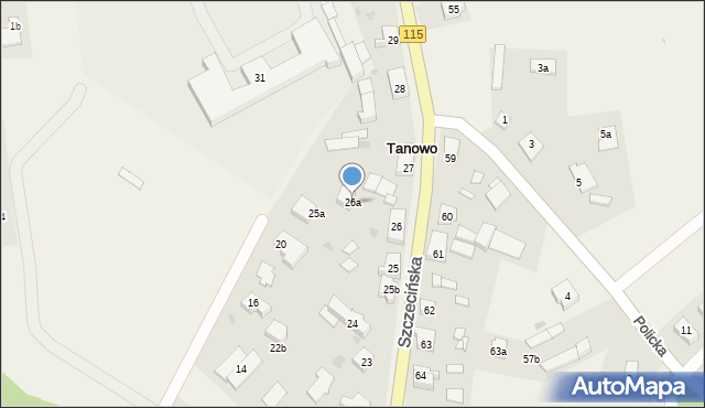 Tanowo, Szczecińska, 26a, mapa Tanowo