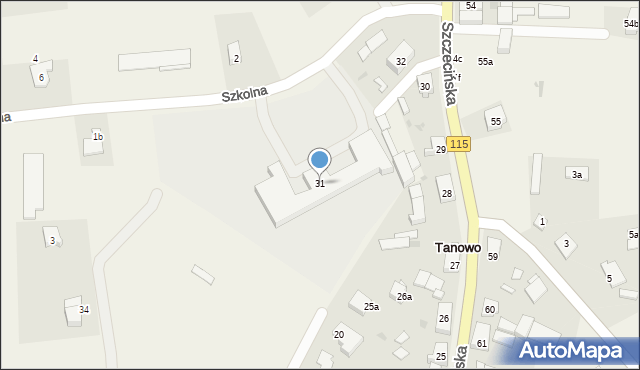 Tanowo, Szczecińska, 31, mapa Tanowo