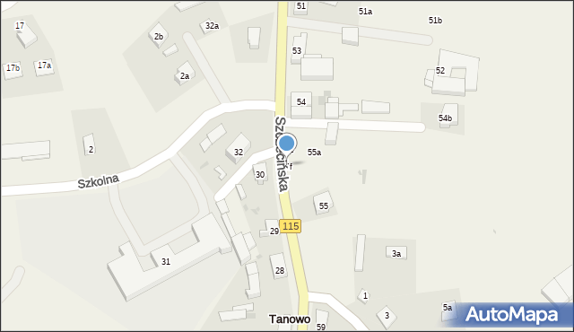 Tanowo, Szczecińska, 54f, mapa Tanowo