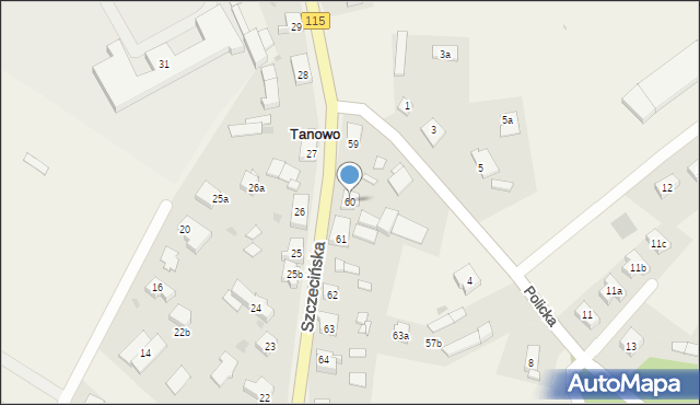 Tanowo, Szczecińska, 60, mapa Tanowo