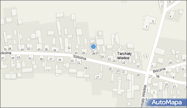 Tarchały Wielkie, Szkolna, 26, mapa Tarchały Wielkie