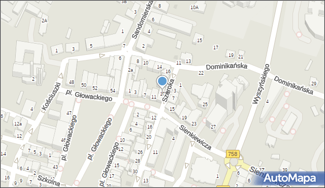 Tarnobrzeg, Szeroka, 10, mapa Tarnobrzegu