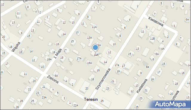 Teresin, Szymanowska, 14A, mapa Teresin