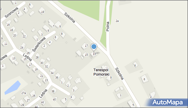 Terespol Pomorski, Szkolna, 13, mapa Terespol Pomorski