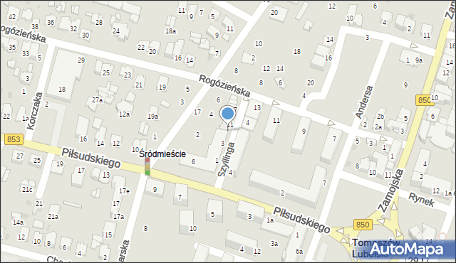 Tomaszów Lubelski, Szyllinga Antoniego, gen., 7, mapa Tomaszów Lubelski