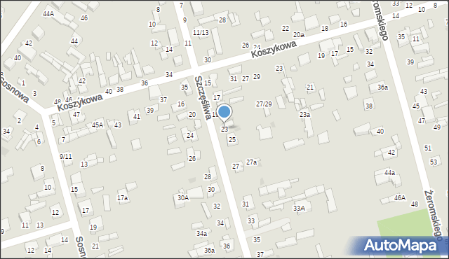 Tomaszów Mazowiecki, Szczęśliwa, 23, mapa Tomaszów Mazowiecki