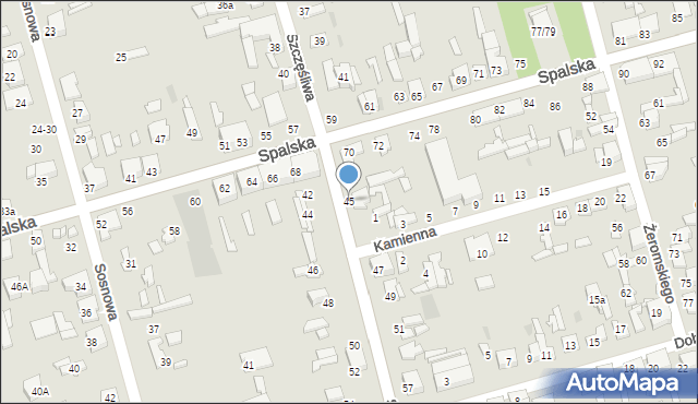 Tomaszów Mazowiecki, Szczęśliwa, 45, mapa Tomaszów Mazowiecki