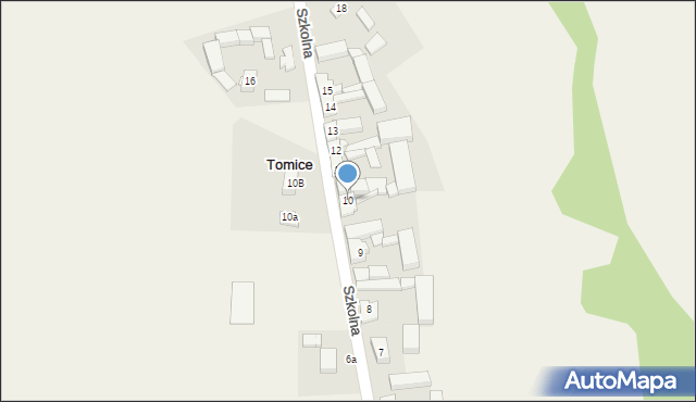 Tomice, Szkolna, 10, mapa Tomice