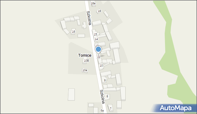 Tomice, Szkolna, 11, mapa Tomice