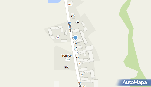 Tomice, Szkolna, 14, mapa Tomice