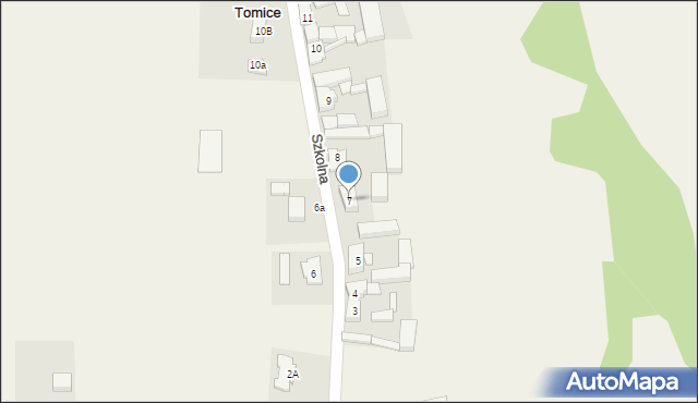 Tomice, Szkolna, 7, mapa Tomice