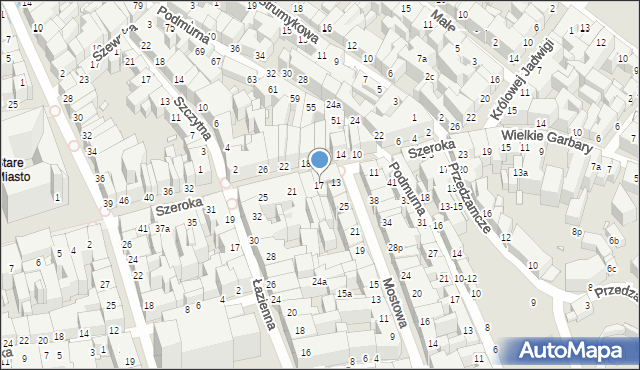 Toruń, Szeroka, 17, mapa Torunia