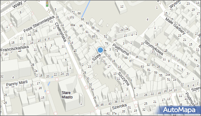 Toruń, Szewska, 11, mapa Torunia