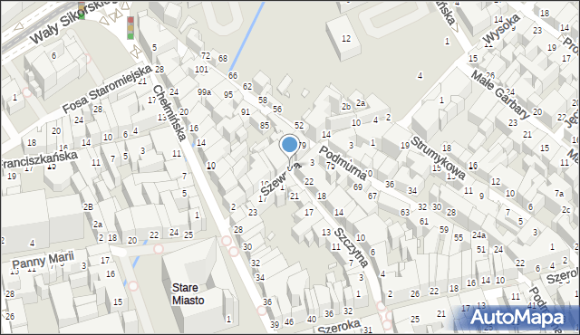 Toruń, Szewska, 6, mapa Torunia