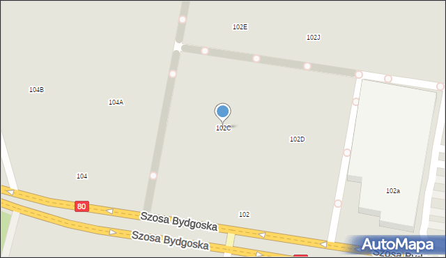 Toruń, Szosa Bydgoska, 102C, mapa Torunia