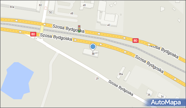 Toruń, Szosa Bydgoska, 38, mapa Torunia