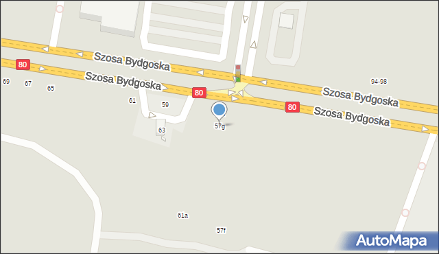 Toruń, Szosa Bydgoska, 57g, mapa Torunia