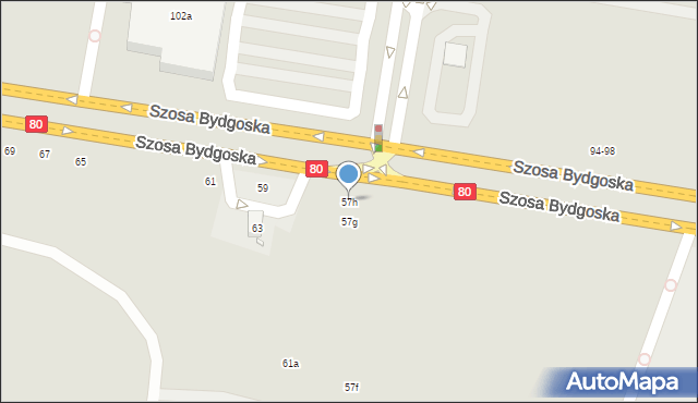 Toruń, Szosa Bydgoska, 57h, mapa Torunia