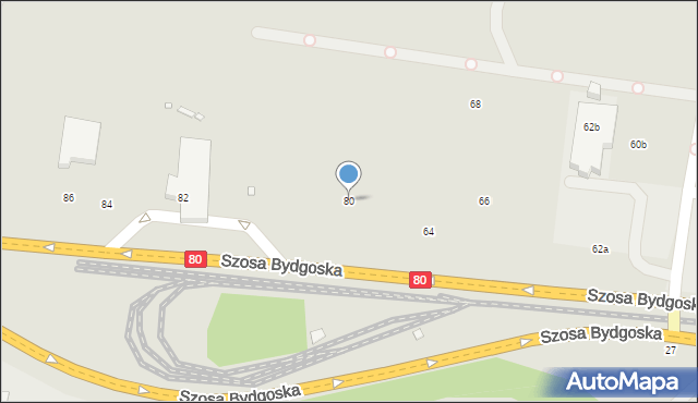 Toruń, Szosa Bydgoska, 80, mapa Torunia