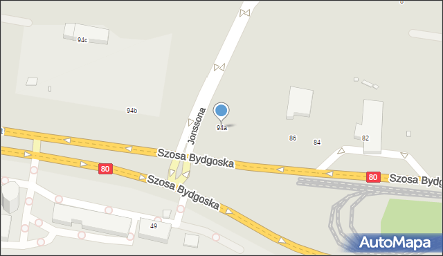 Toruń, Szosa Bydgoska, 94a, mapa Torunia