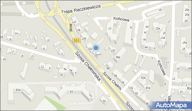 Toruń, Szosa Chełmińska, 102, mapa Torunia