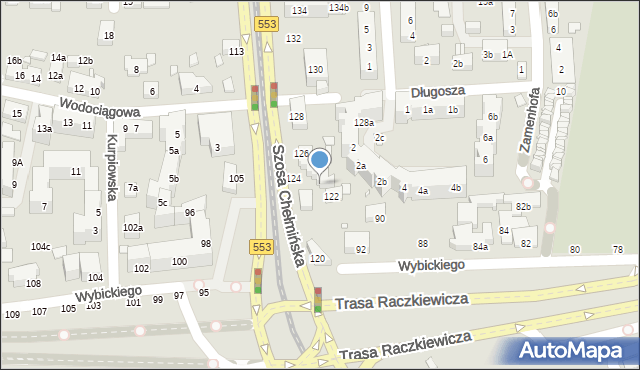 Toruń, Szosa Chełmińska, 124a, mapa Torunia